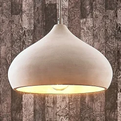 Lindby pendellampe Morton, Ø 29 cm, grå, beton, E27