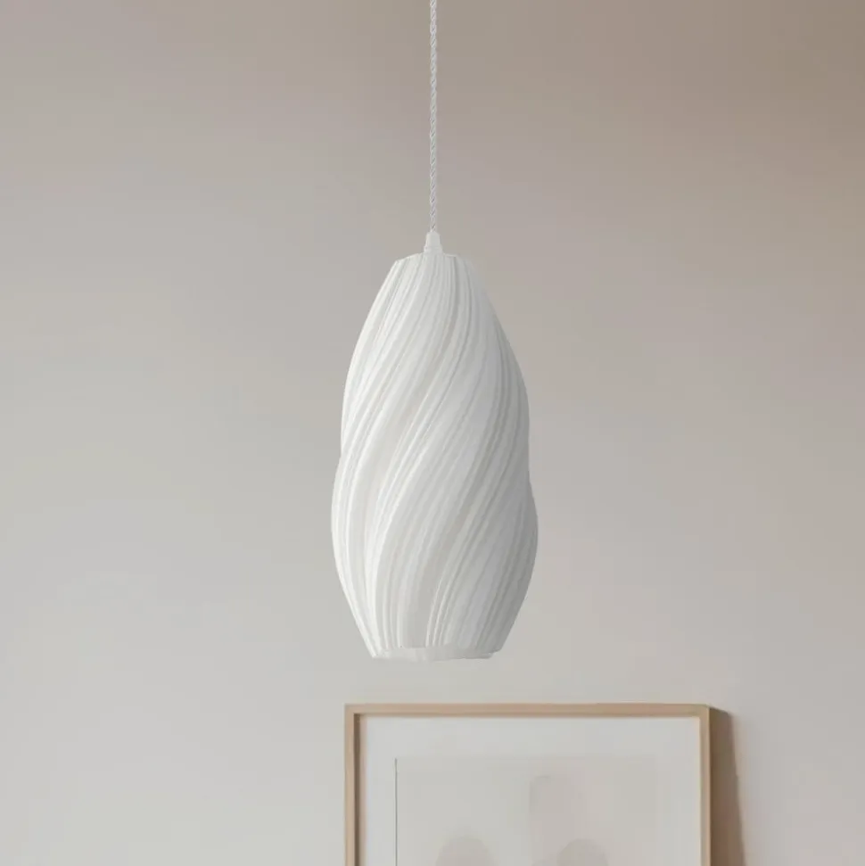 Lindby pendellampe Nuvia, Ø 15,5 cm, hvid, 3D-print
