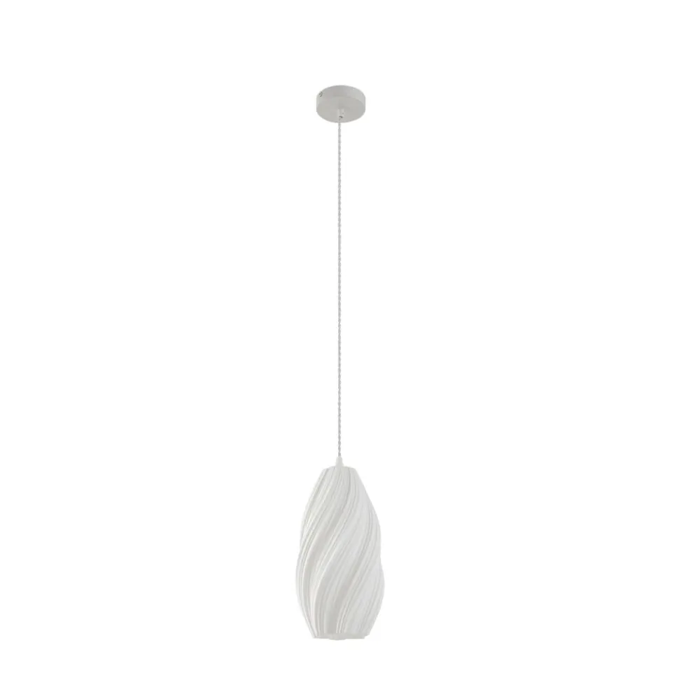 Lindby pendellampe Nuvia, Ø 15,5 cm, hvid, 3D-print