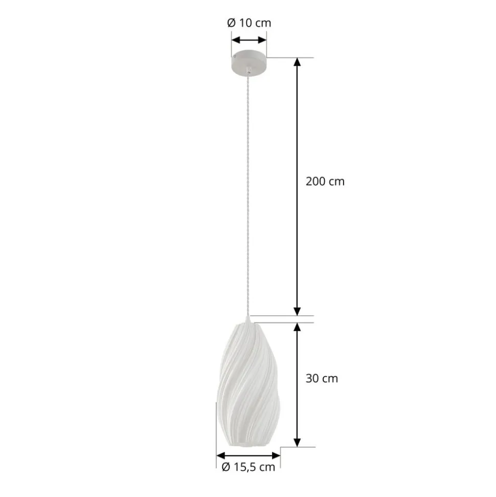 Lindby pendellampe Nuvia, Ø 15,5 cm, hvid, 3D-print