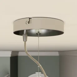 Lindby pendellampe Pikka, hvid, tekstil, Ø 50 cm, E27