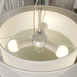 Lindby pendellampe Pikka, hvid, tekstil, Ø 50 cm, E27