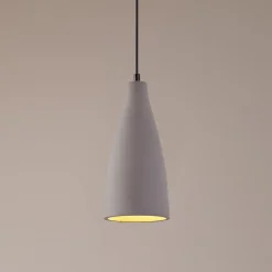 Lindby pendellampe Sanne, grå, beton, Ø 15 cm, E27