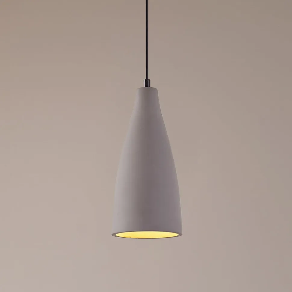 Lindby pendellampe Sanne, grå, beton, Ø 15 cm, E27