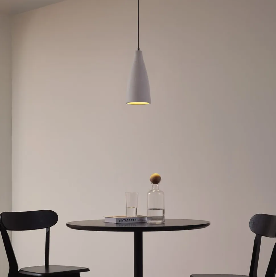 Lindby pendellampe Sanne, grå, beton, Ø 15 cm, E27