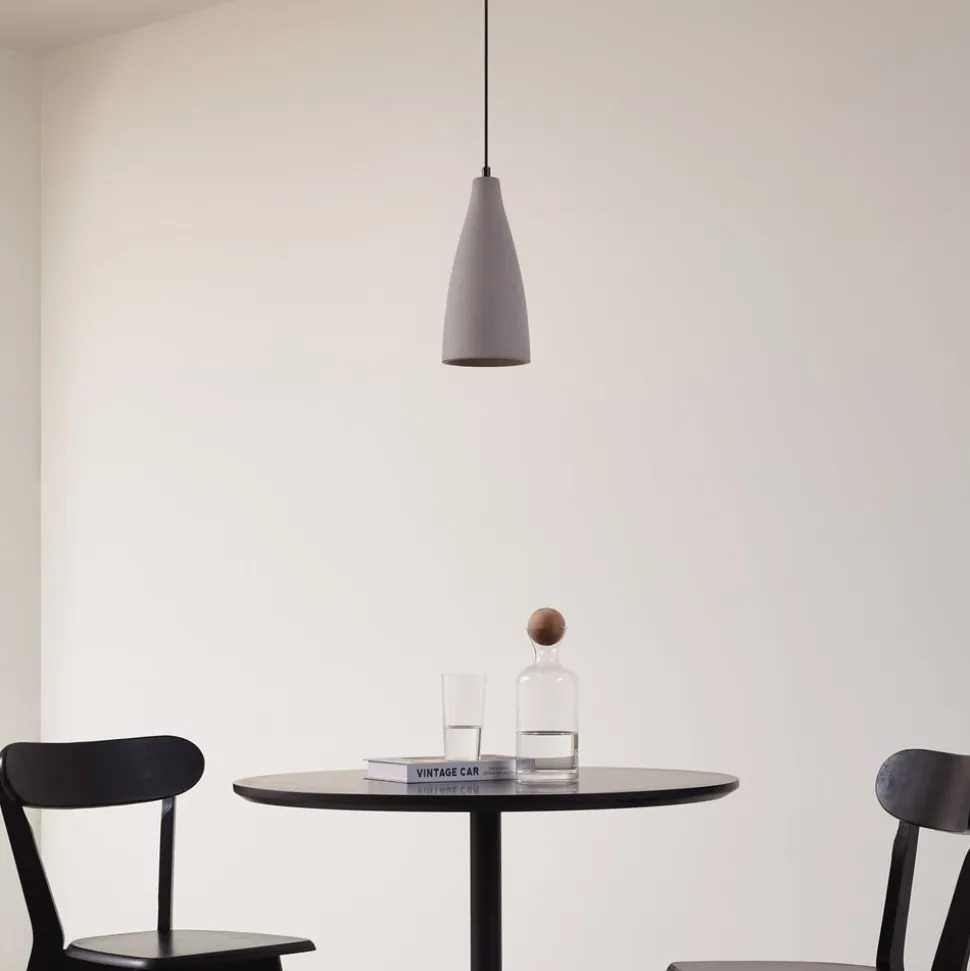 Lindby pendellampe Sanne, grå, beton, Ø 15 cm, E27