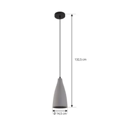 Lindby pendellampe Sanne, grå, beton, Ø 15 cm, E27