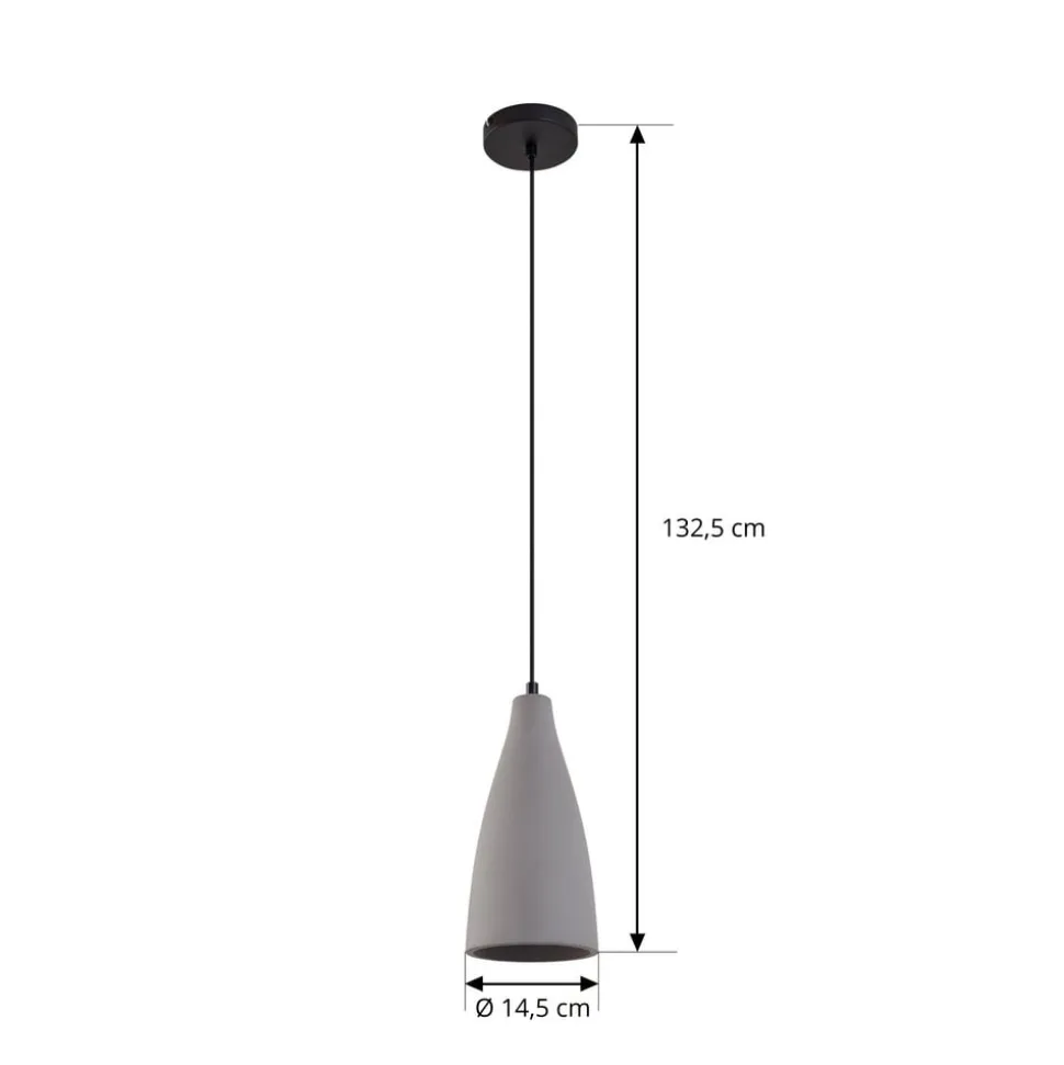Lindby pendellampe Sanne, grå, beton, Ø 15 cm, E27