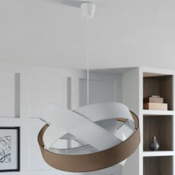Lindby pendellampe Simaria, brun/grå/hvid, Ø 60 cm, E27