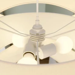 Lindby pendellampe Simaria, hvid, tekstil, Ø 60 cm, E27