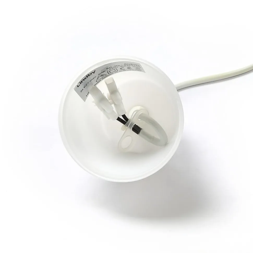 Lindby pendellampe Simaria, hvid, tekstil, Ø 60 cm, E27
