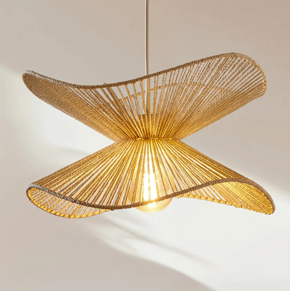 Lindby pendellampe Valdorin, beige, papir, Ø 40 cm, E27