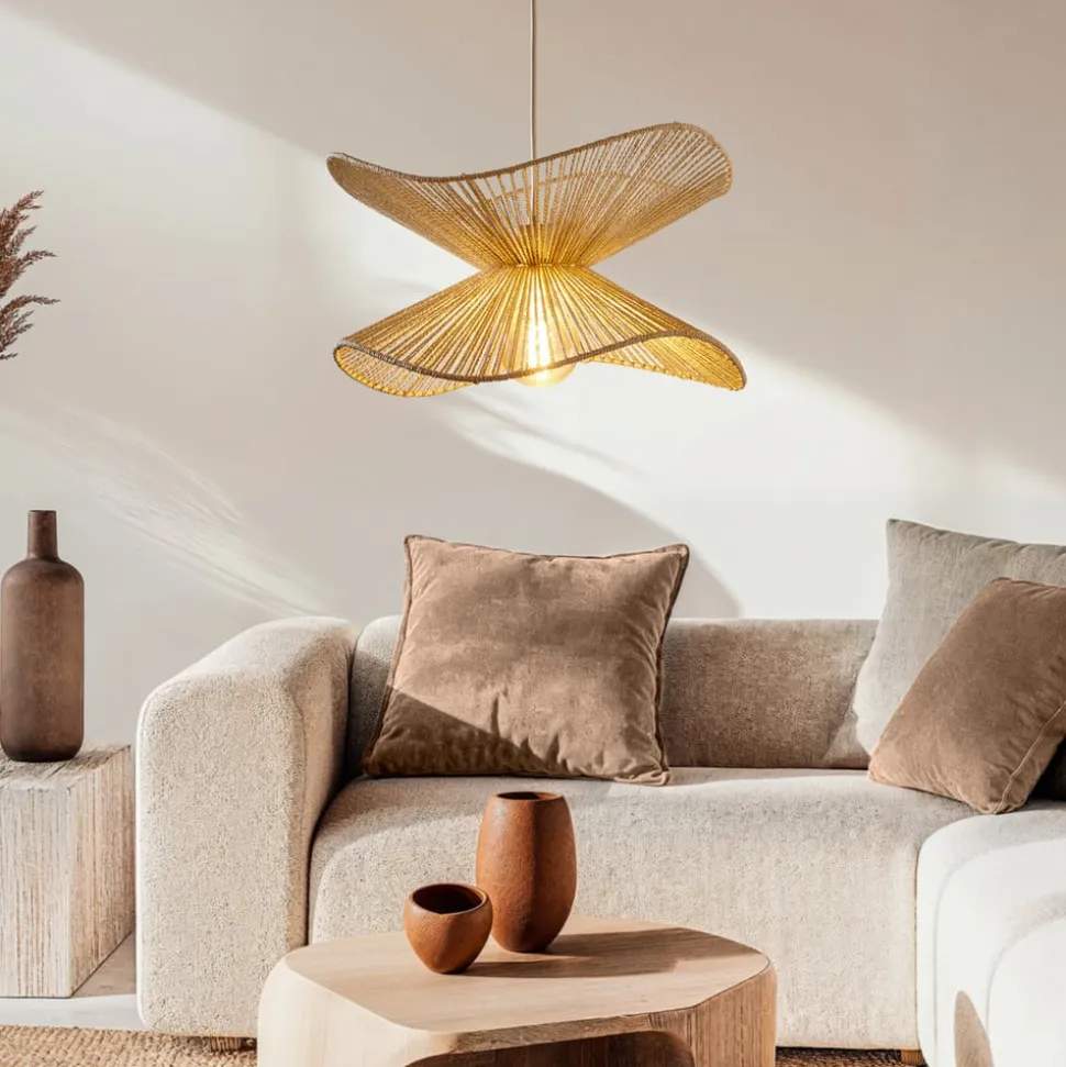 Lindby pendellampe Valdorin, beige, papir, Ø 40 cm, E27