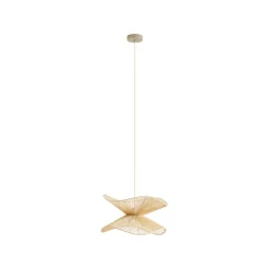 Lindby pendellampe Valdorin, beige, papir, Ø 40 cm, E27
