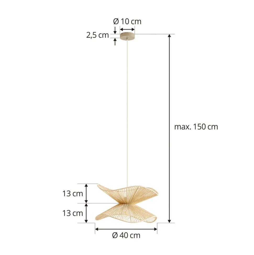 Lindby pendellampe Valdorin, beige, papir, Ø 40 cm, E27