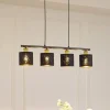 Lindby pendellampe Vasilia, 75 cm, sort/guld, stof