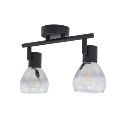 Lindby Pendura loftlampe, 2 lyskilder, sort, glas
