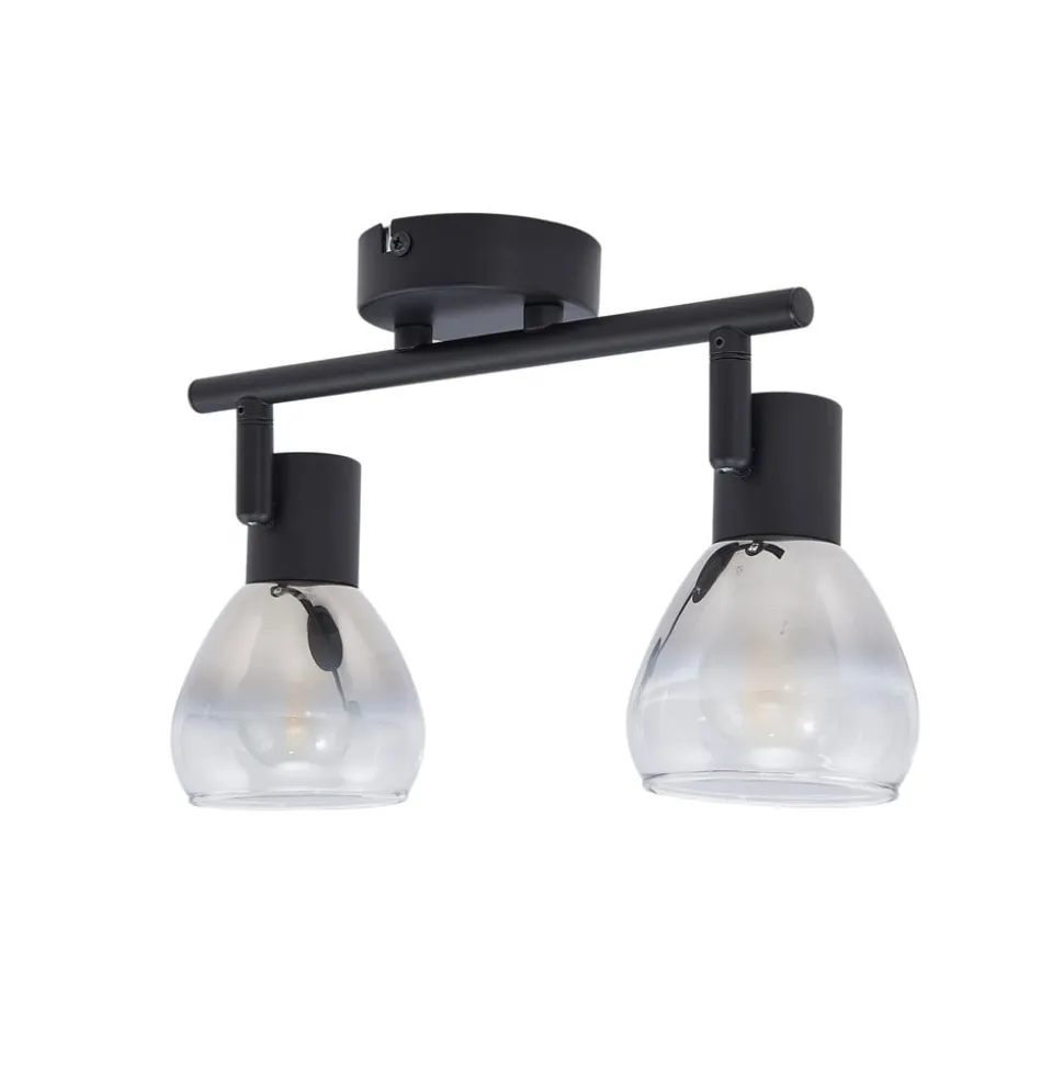 Lindby Pendura loftlampe, 2 lyskilder, sort, glas
