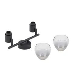 Lindby Pendura loftlampe, 2 lyskilder, sort, glas