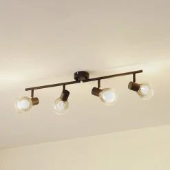 Lindby Pendura loftlampe, 4 lyskilder, sort, glas