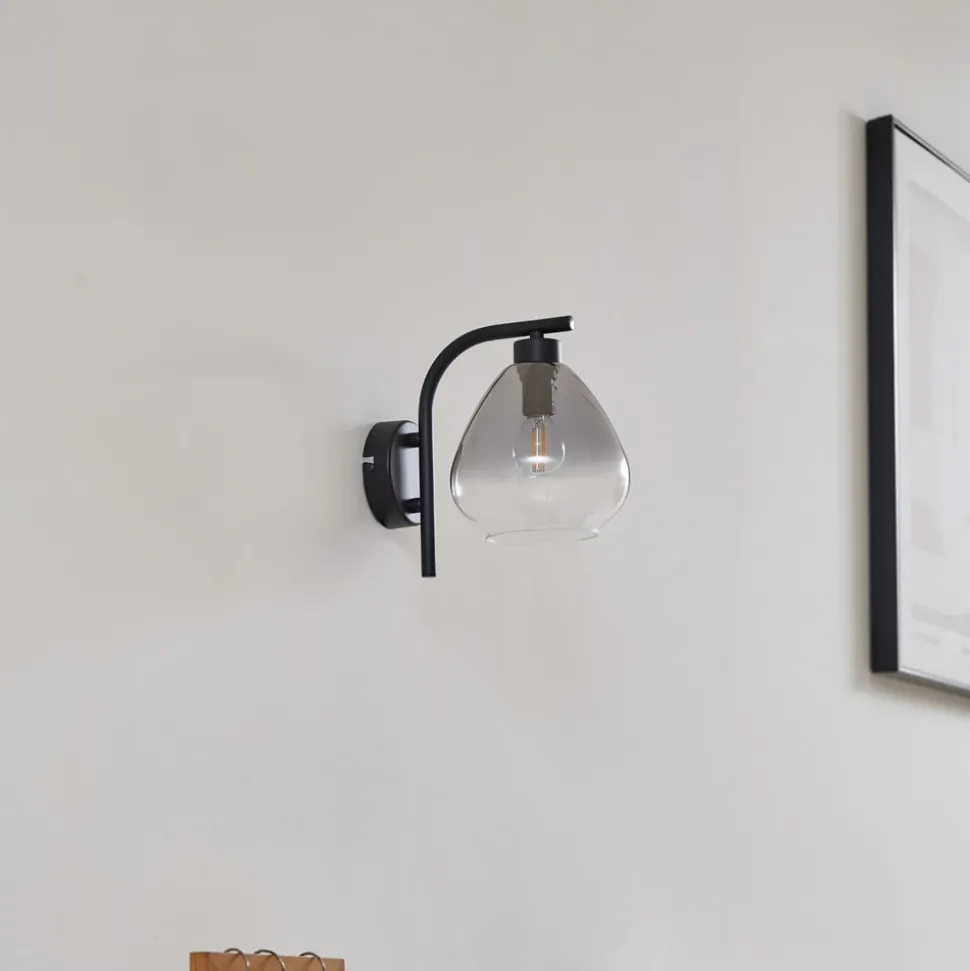 Lindby Pendura væglampe, Ø 15 cm, sort, glas