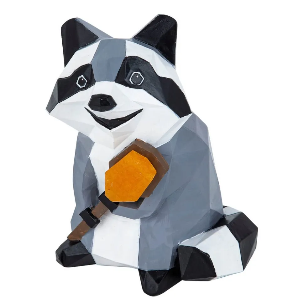 Lindby Racoon LED-solcellelampe, figur, vaskebjørn