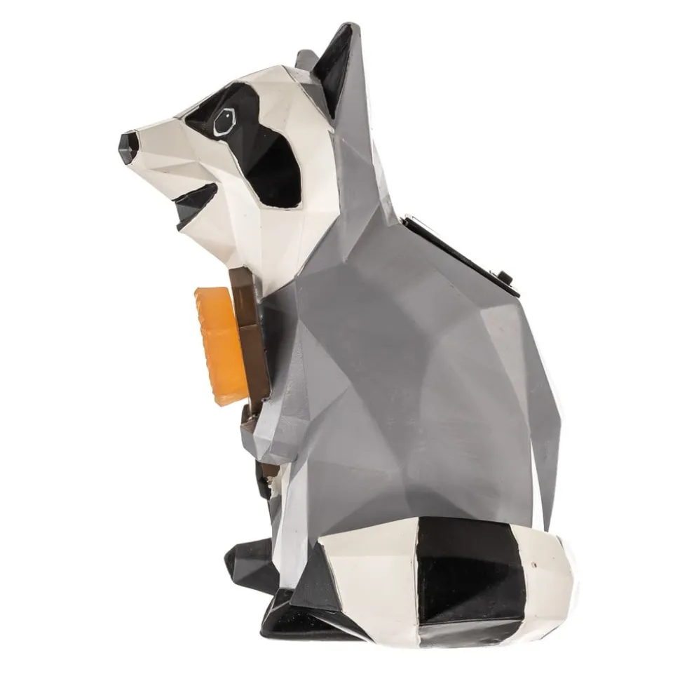 Lindby Racoon LED-solcellelampe, figur, vaskebjørn
