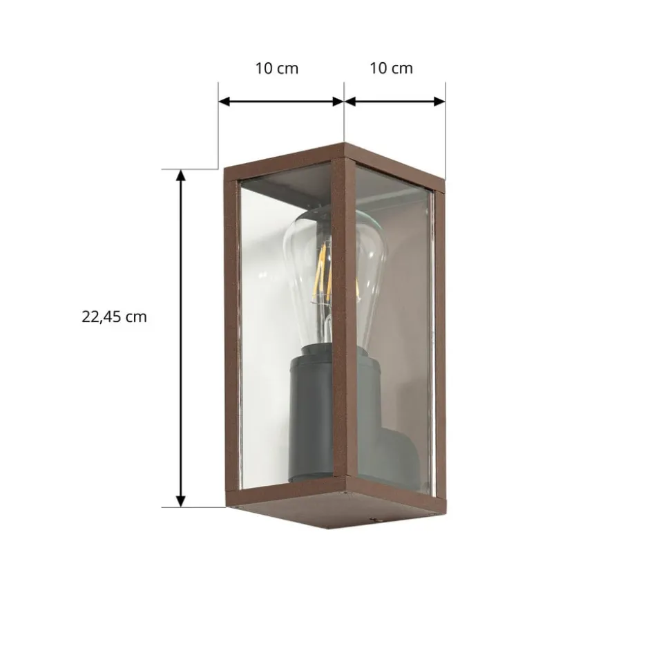 Lindby Robigus udendørs væglampe, rustfarvet, aluminium