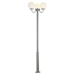 Lindby Samuel udendørslampe, 218 cm, 3 lyskilder, kugle, E27, IP44