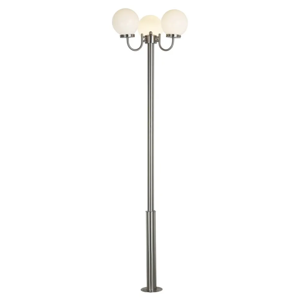 Lindby Samuel udendørslampe, 218 cm, 3 lyskilder, kugle, E27, IP44