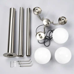 Lindby Samuel udendørslampe, 218 cm, 3 lyskilder, kugle, E27, IP44