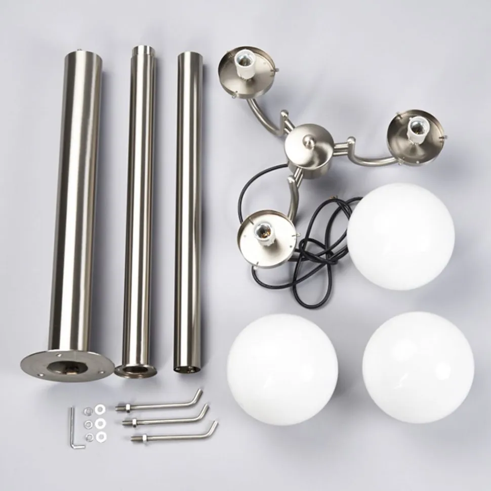Lindby Samuel udendørslampe, 218 cm, 3 lyskilder, kugle, E27, IP44