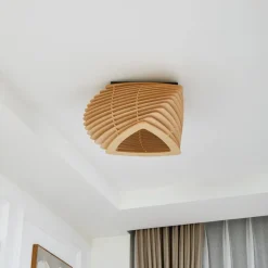 Lindby Sanza loftlampe, 50 cm, træ, buet