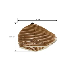 Lindby Sanza loftlampe, 50 cm, træ, buet
