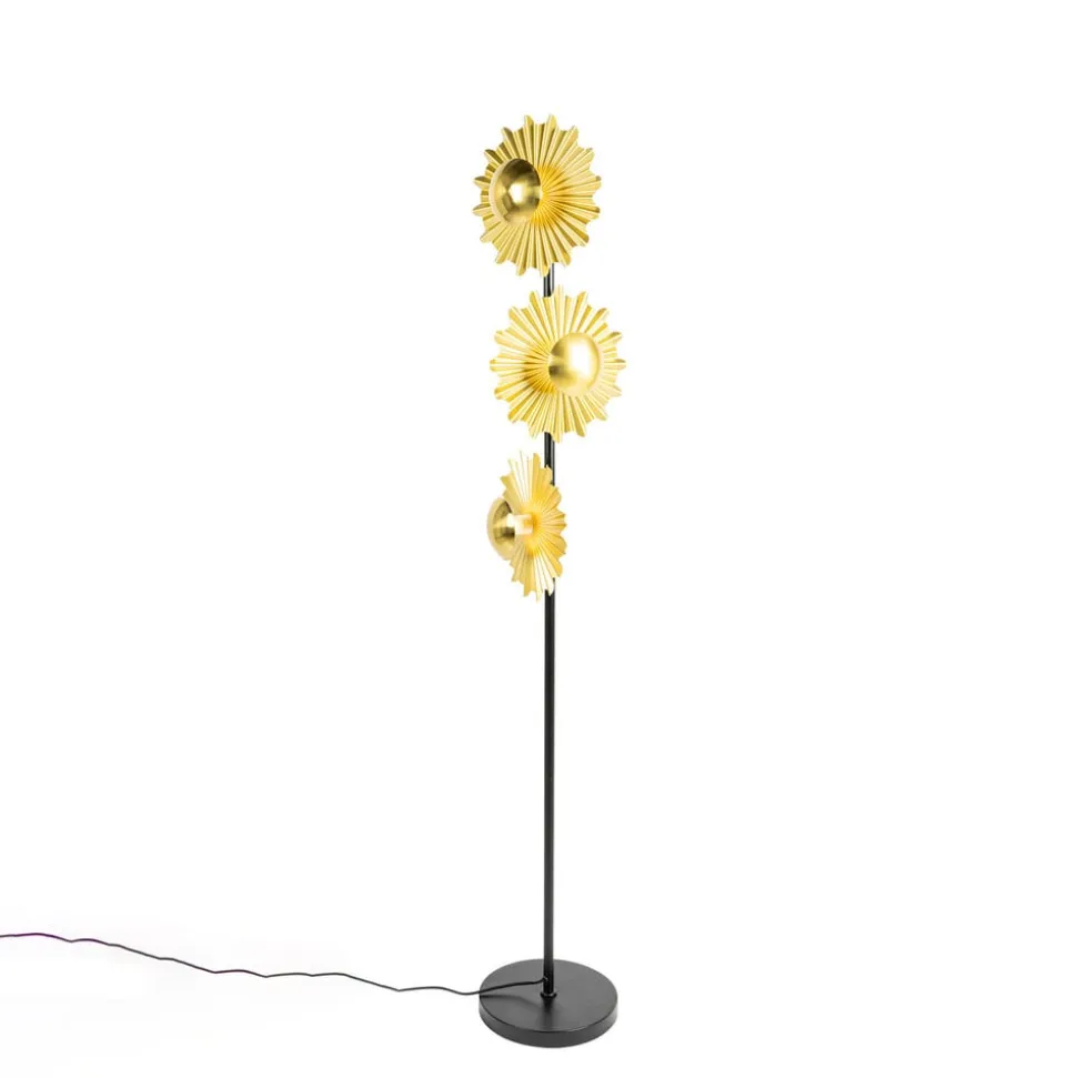 Lindby Senmia gulvlampe i guld, 3 lyskilder