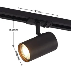 Lindby skinnespot Linaro, GU10, Ø 6 cm, sort, 1-faset