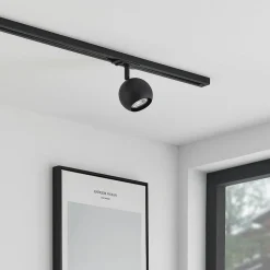 Lindby skinnespot Linaro, GU10, Ø 9 cm, sort, 1-faset