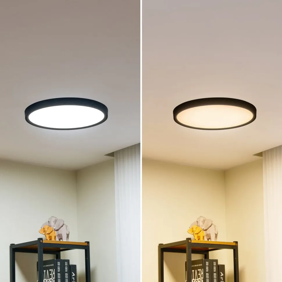 Lindby Smart LED loftlampe Pravin, Ø 40 cm, CCT, sort