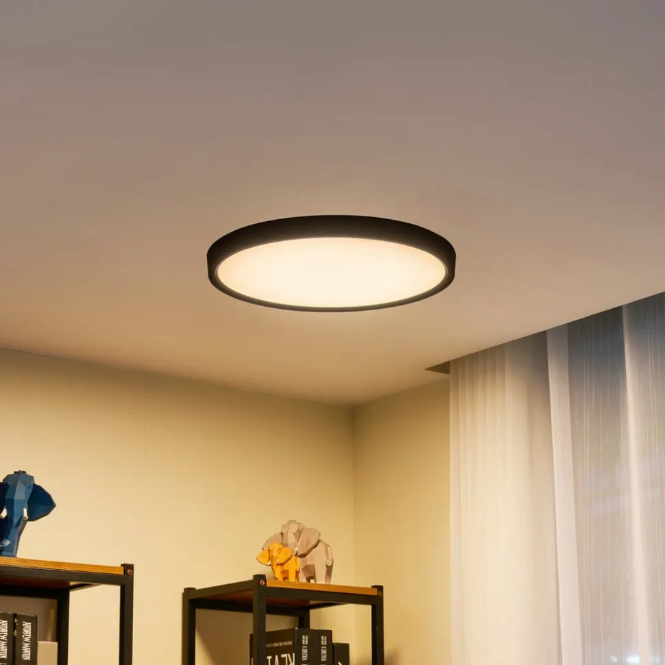 Lindby Smart LED loftlampe Pravin, Ø 50 cm, CCT, sort