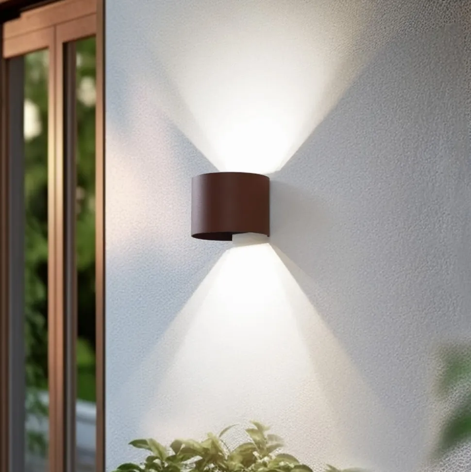 Lindby Smart LED udendørs væglampe Dara rust rund CCT RGB Tuya