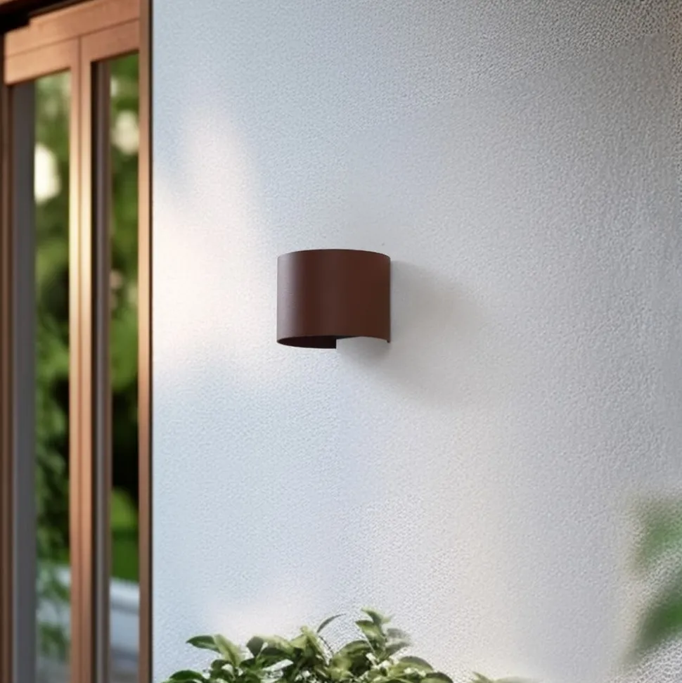 Lindby Smart LED udendørs væglampe Dara rust rund CCT RGB Tuya