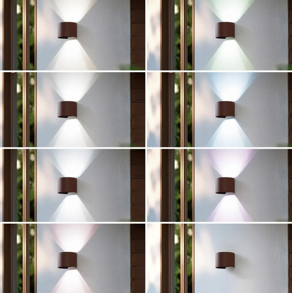 Lindby Smart LED udendørs væglampe Dara rust rund CCT RGB Tuya
