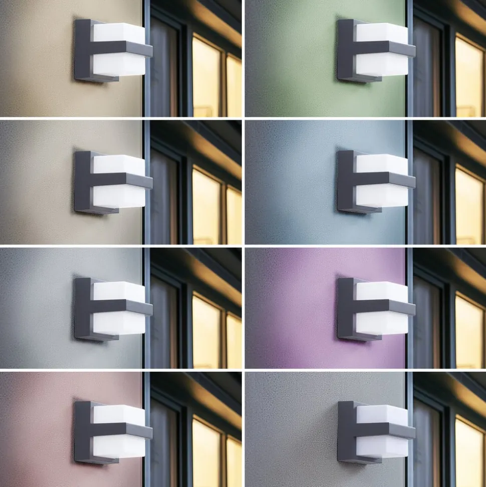Lindby Smart LED udendørs væglampe Fyra kantet CCT RGB Tuya
