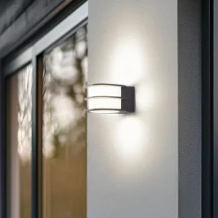 Lindby Smart LED udendørs væglampe Fyra, rund, CCT, RGB, Tuya