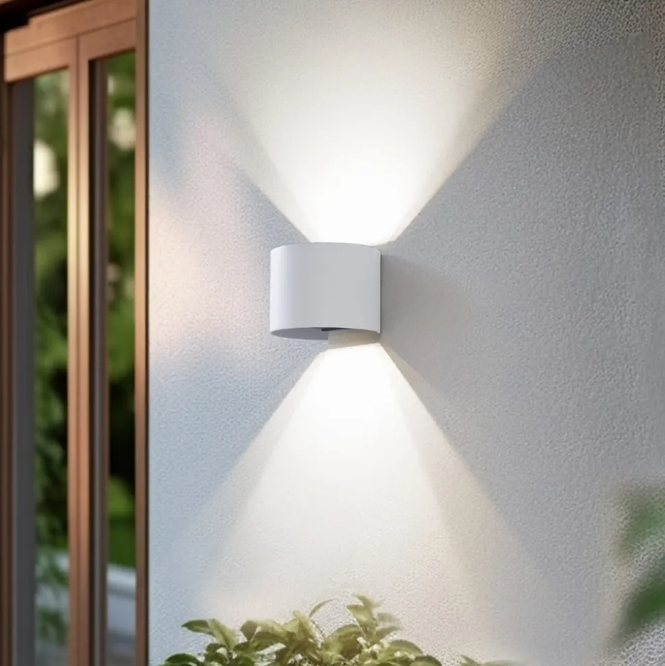Lindby Smart LED udendørs væglampe Dara hvid rund CCT RGB Tuya