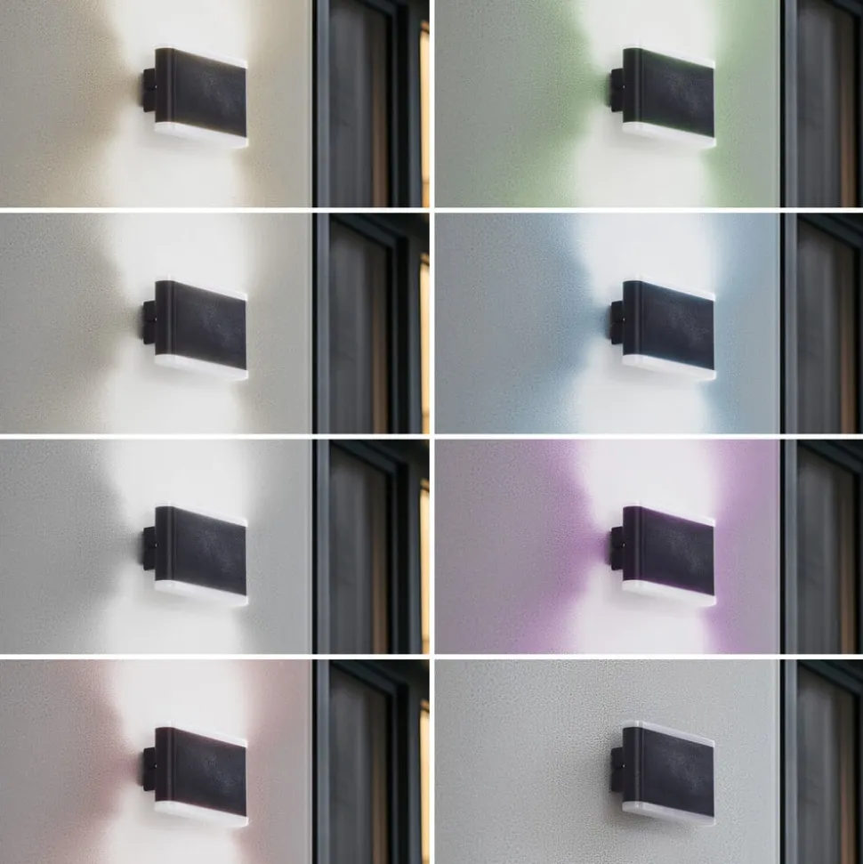 Lindby Smart LED udendørs væglampe Elvi, CCT, RGB, Tuya, IP54