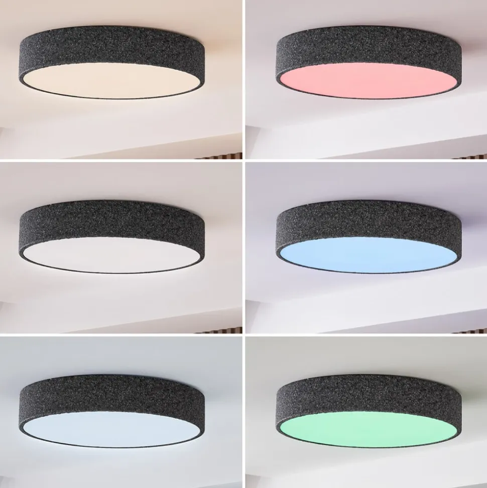 Lindby Smart LED-loftlampe Elmor Ø 45 cm grå RGB CCT