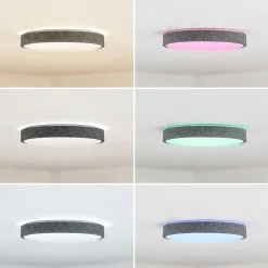 Lindby Smart LED-loftlampe Elmor Ø 39 cm grå RGB CCT
