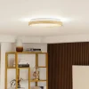 Lindby Smart LED-loftslampe Mirren træ Ø39,5 cm CCT Tuya