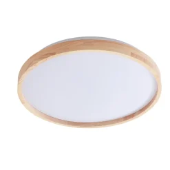 Lindby Smart LED-loftslampe Mirren træ Ø39,5 cm CCT Tuya